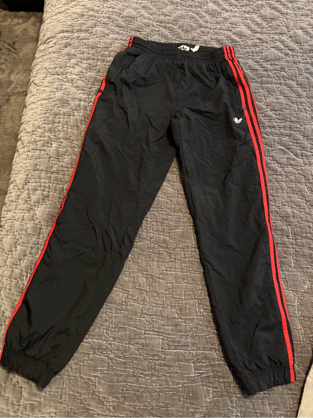 adidas Black Sweatpants with Red Side Stripes - Kids